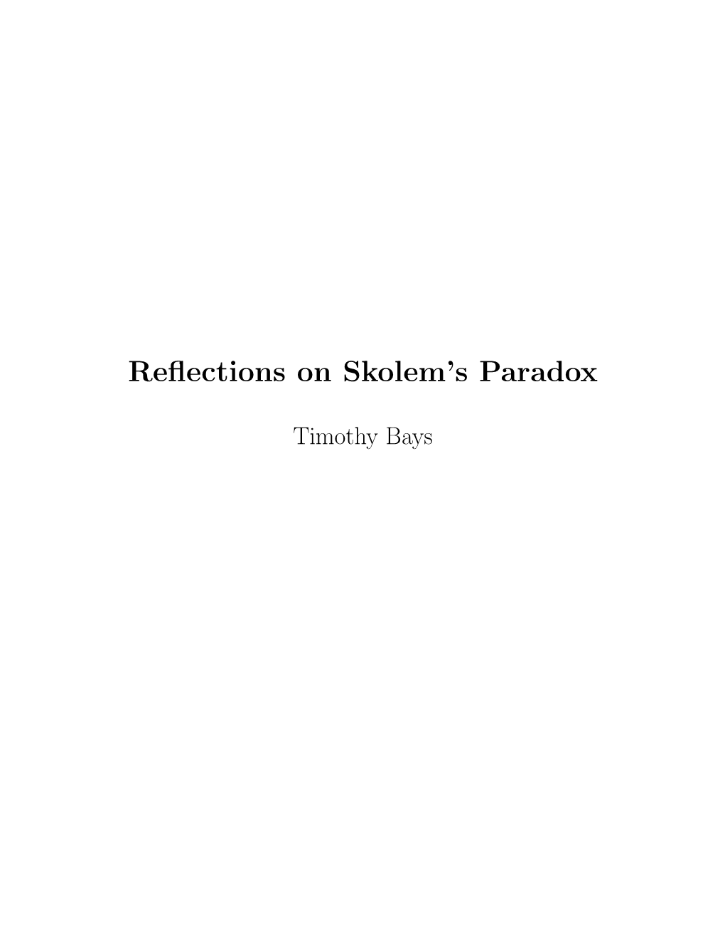 Reflections on Skolem's Paradox