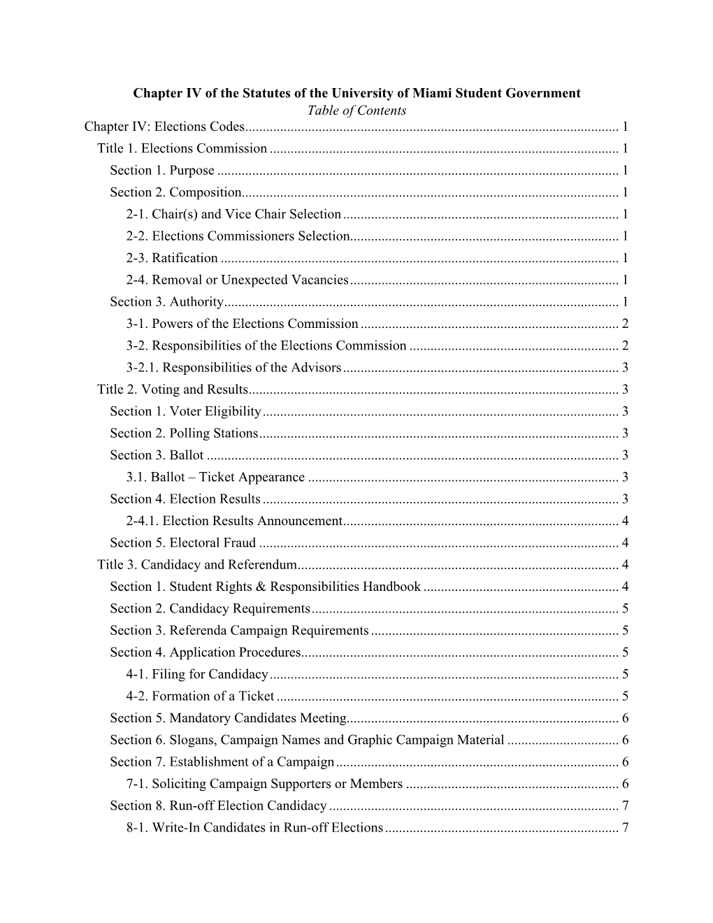 Elections Codes