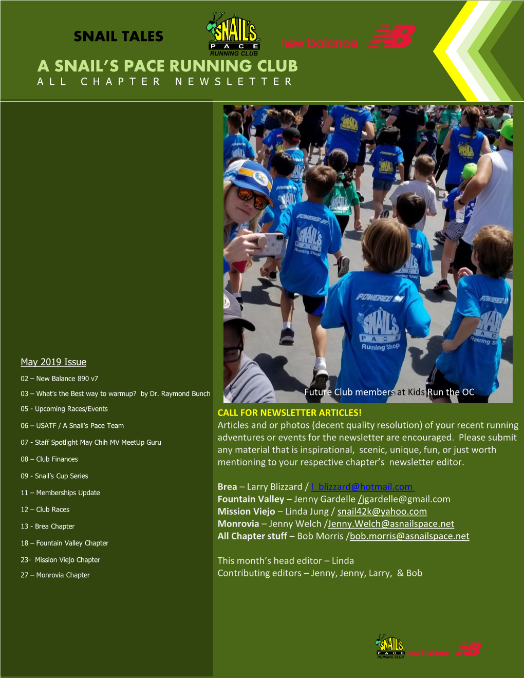A Snail's Pace Running Club All Chapter Newsletter
