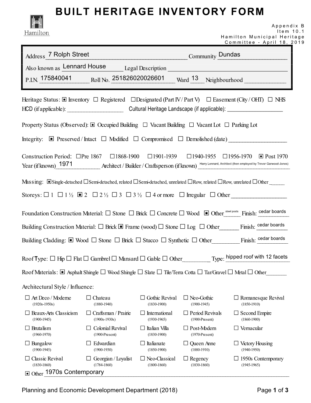 Built Heritage Inventory Form