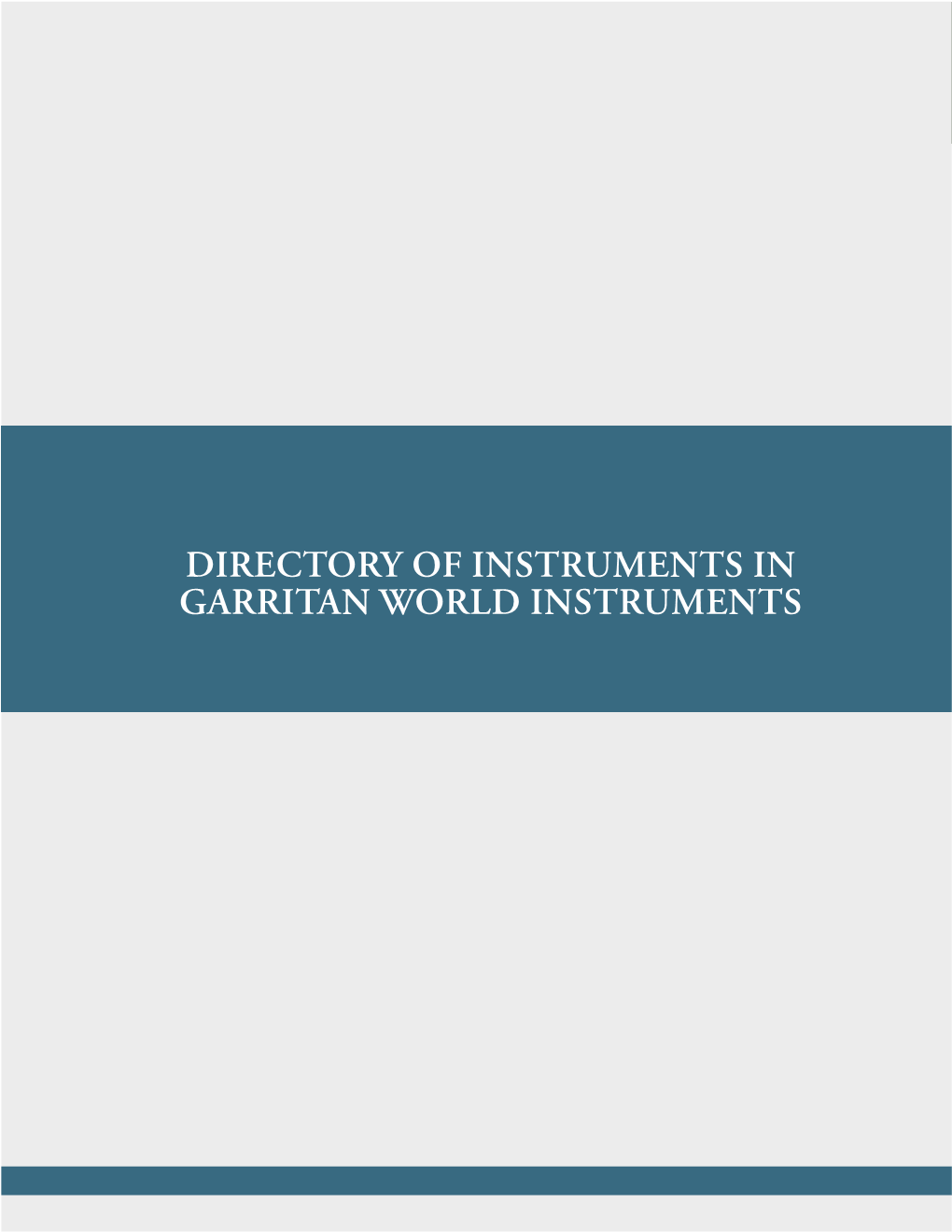 Detailed Instrument List & Descriptions