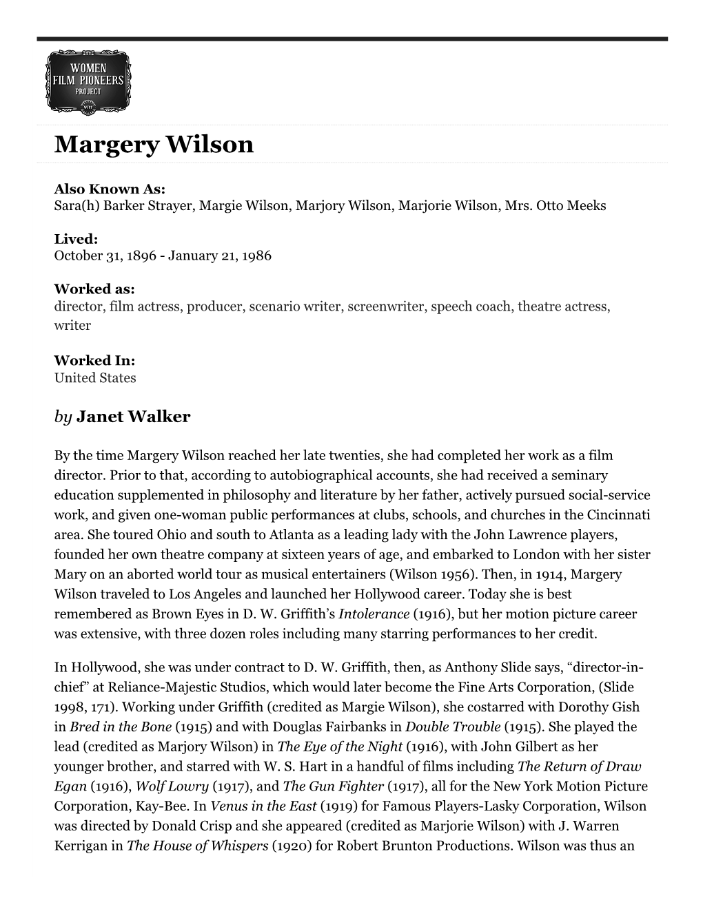 Margery Wilson