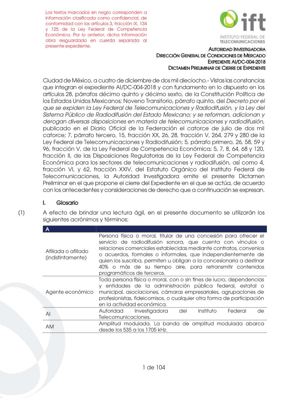 Dictamen Preliminar De Cierre De Expediente AI/DC-004-2018