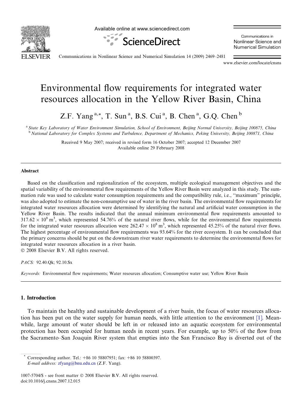 Environmental Flow Requirements for Integrated Water Resources