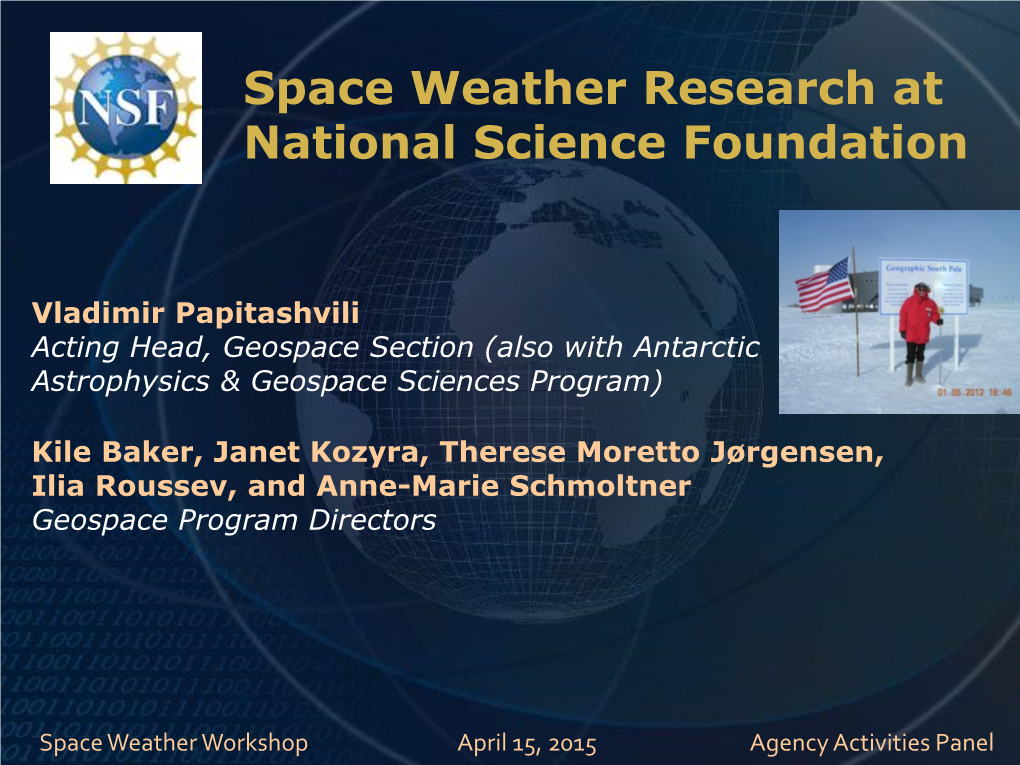 Space Weather Research at National Science Foundation