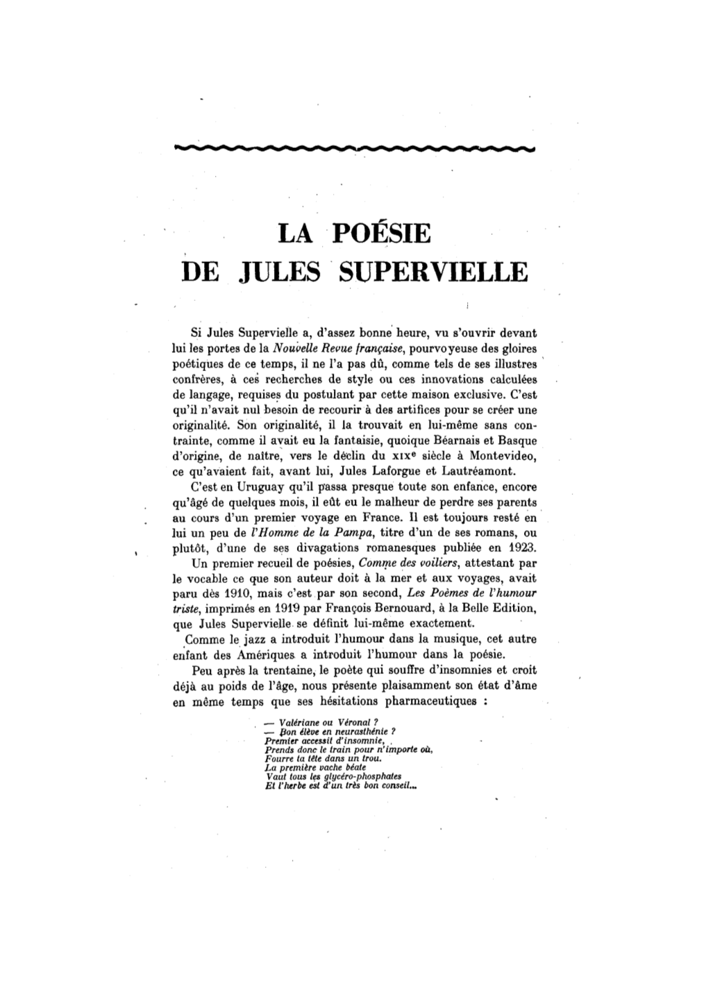 La Poésie De Jules Supervielle