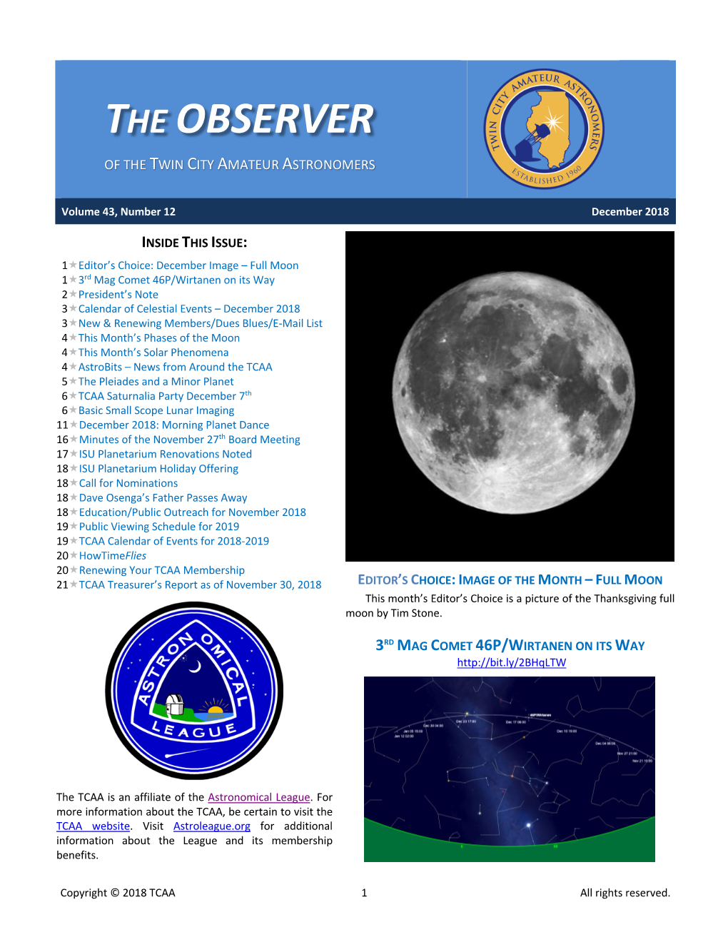 The Observer of the Twin City Amateur Astronomers