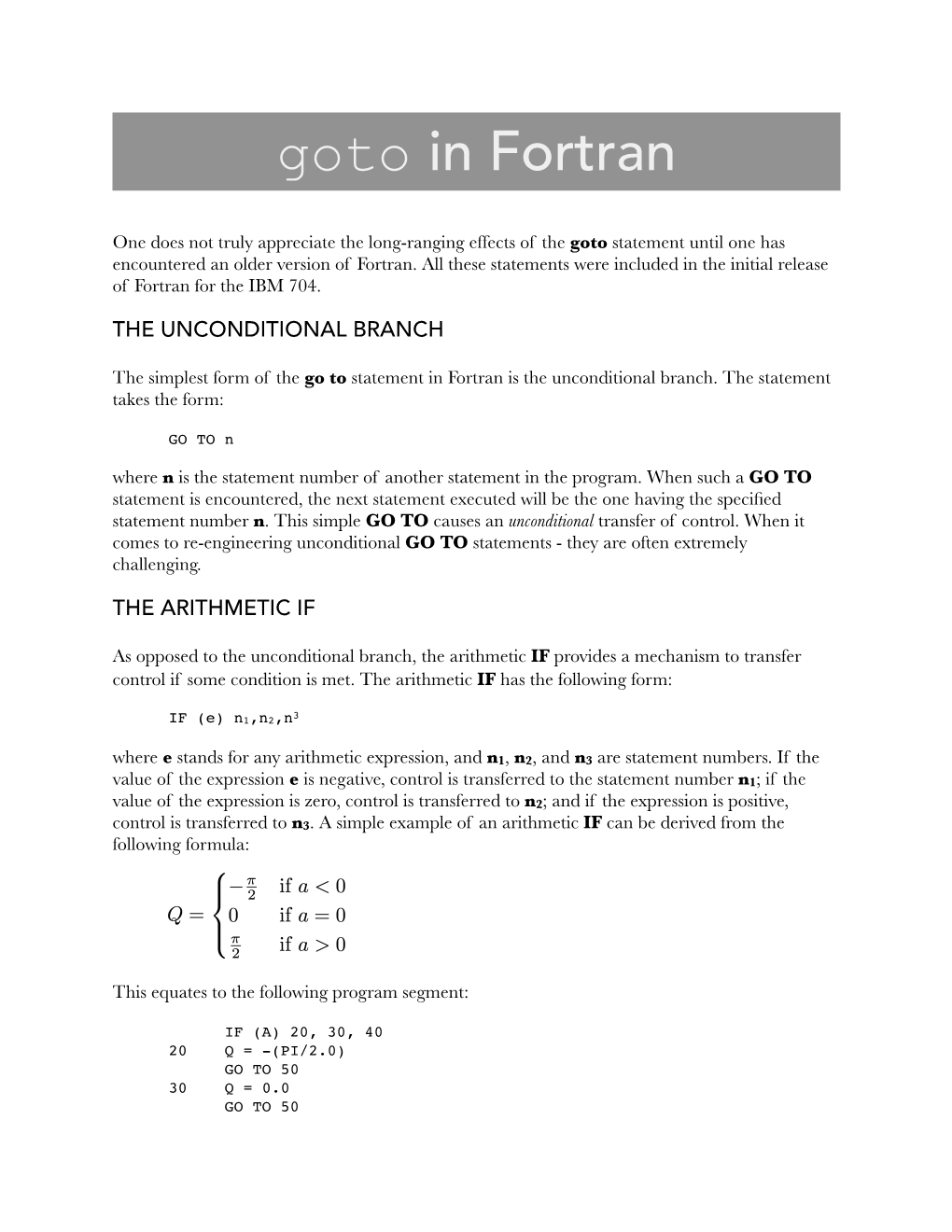 Goto in Fortran