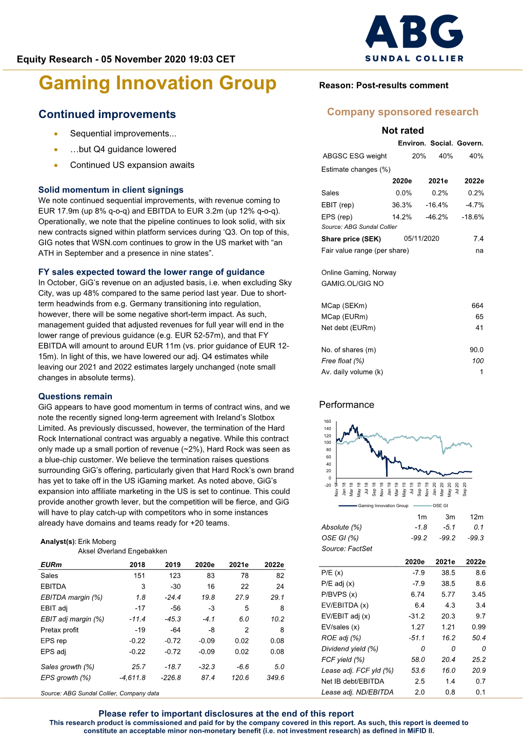 Gaming Innovation Group Reason: Post-Results Comment