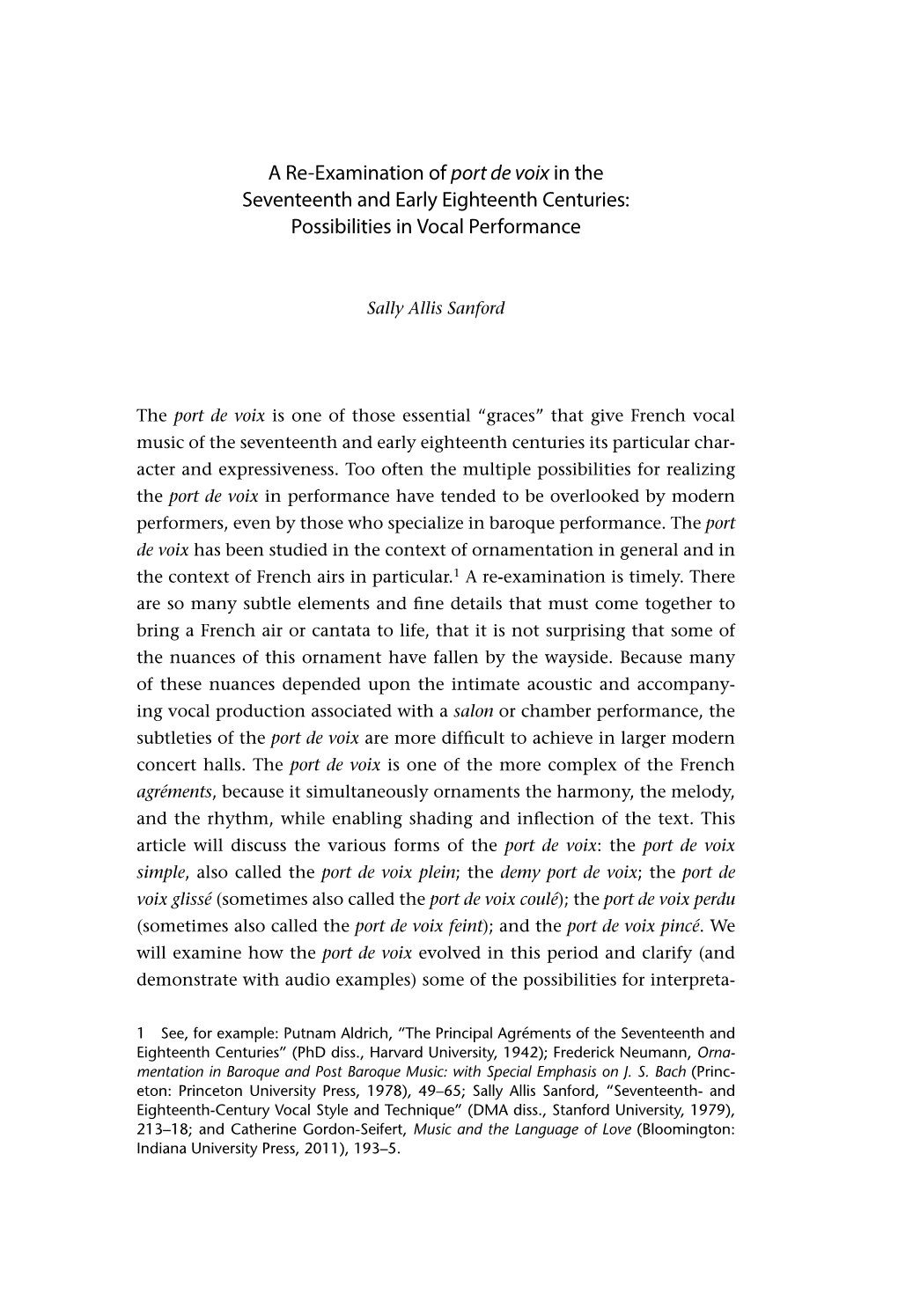 A Re-Examination of Port De Voix in the Seventeenth and Early Eighteenth Centuries: Possibilities in Vocal Performance