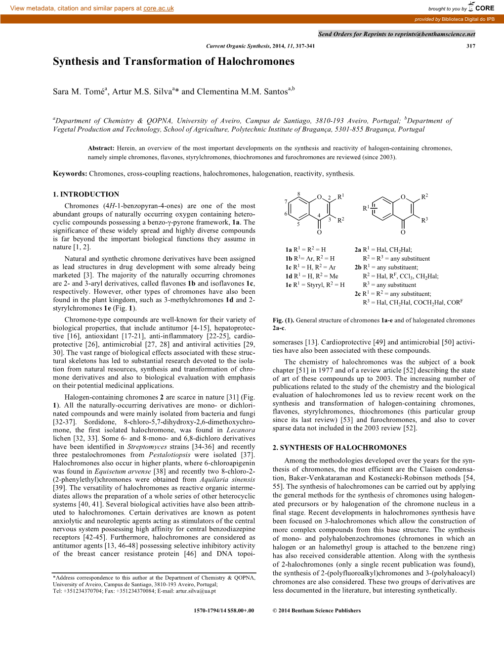 Synthesis and Transformation of Halochromones