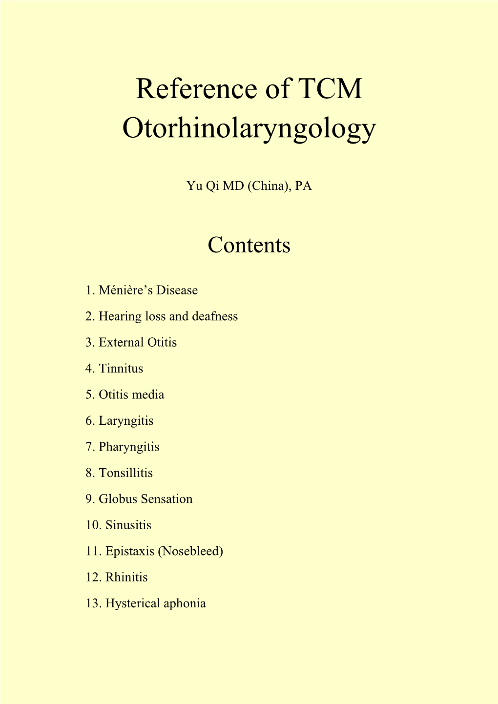 TCM Otorhinolaryngology