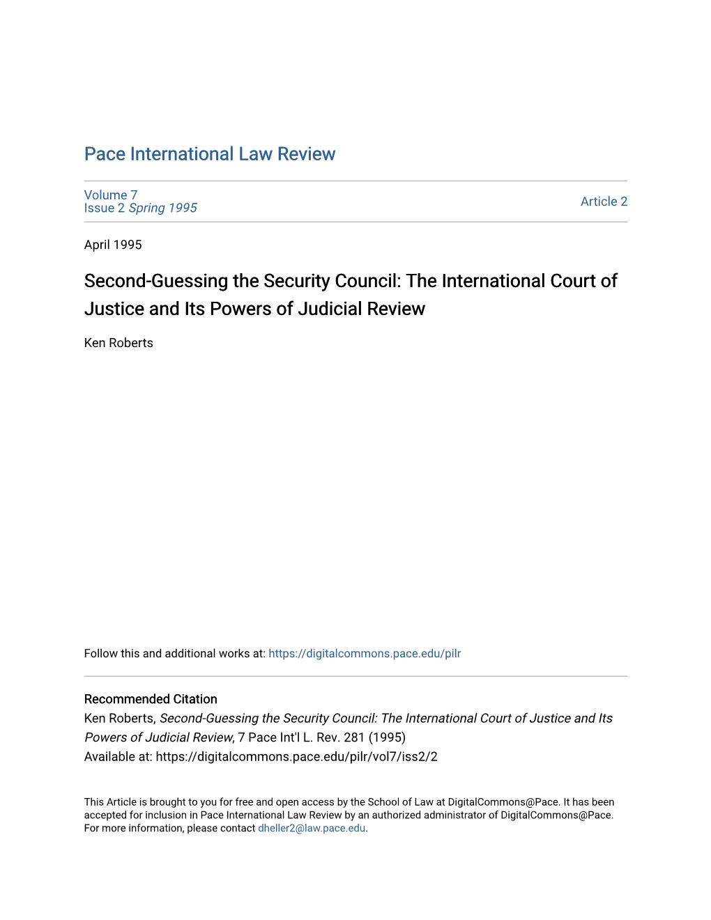 Second-Guessing the Security Council: the International Court of Justice and Its Powers of Judicial Review