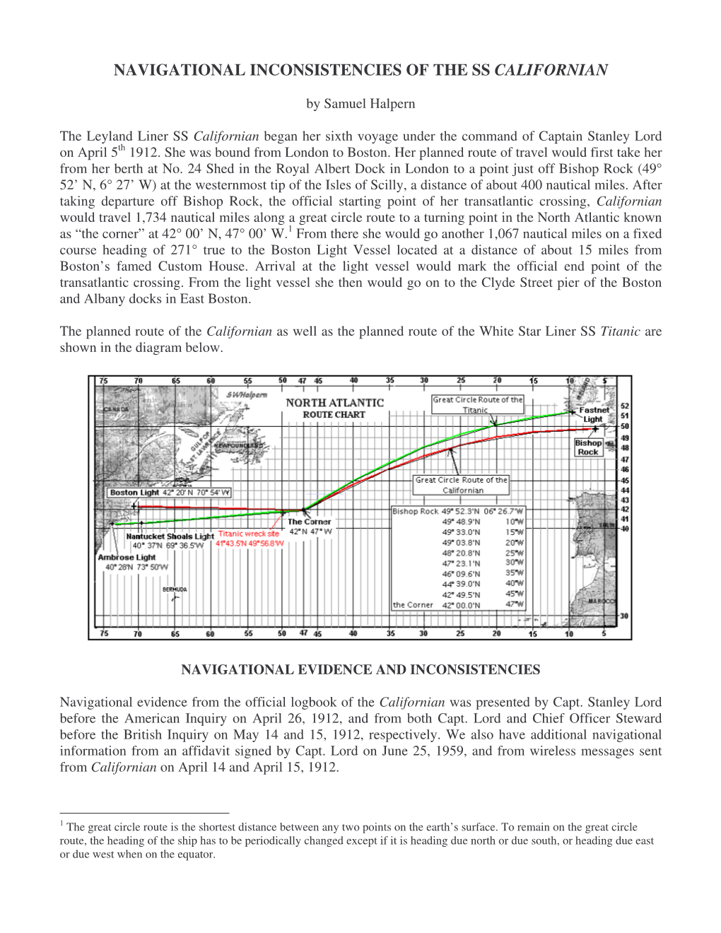 Navigational Inconsistencies of the Ss Californian