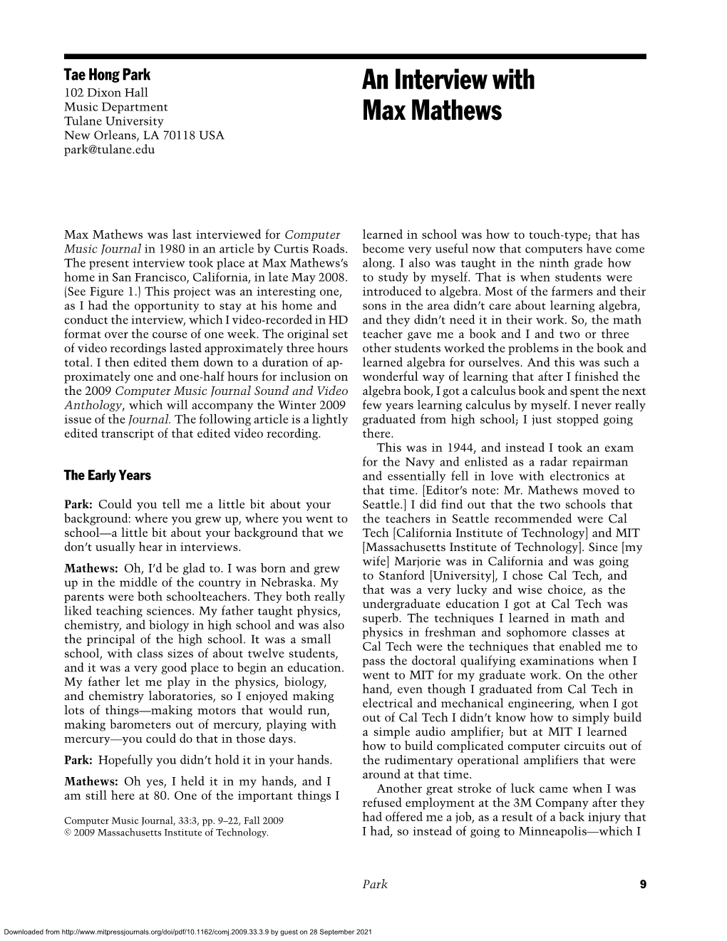 An Interview with Max Mathews