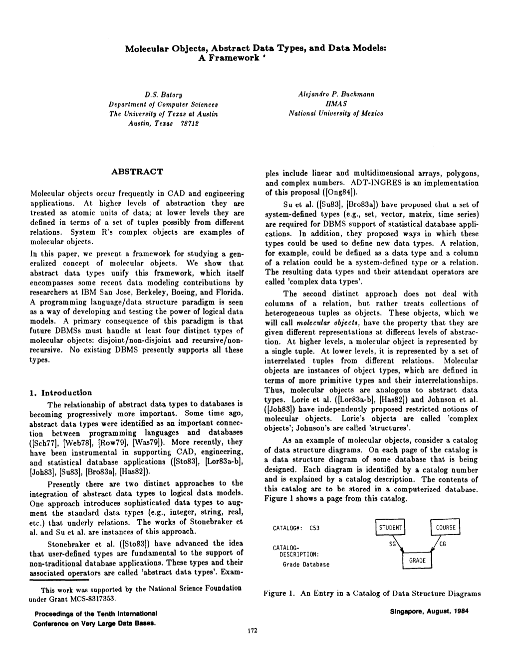 Molecular Objects, Abstract Data Types, and Data Models: a Framework ’