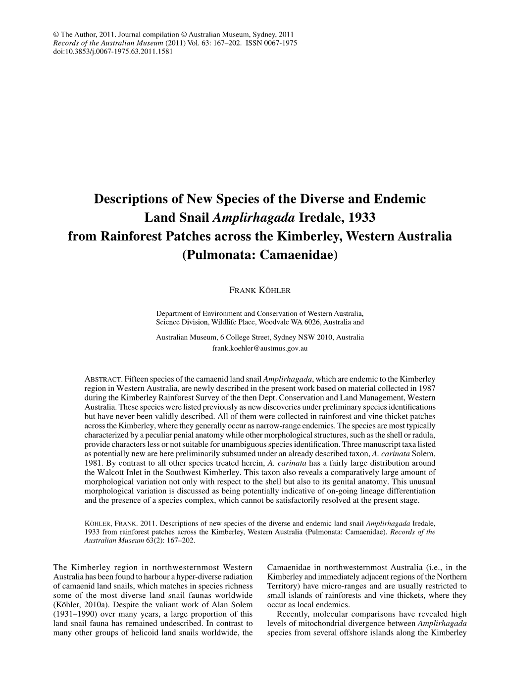 Descriptions of New Species of the Diverse and Endemic Land Snail