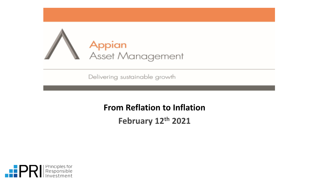 From Reflation to Inflation February 12Th 2021 the 2020 Journey