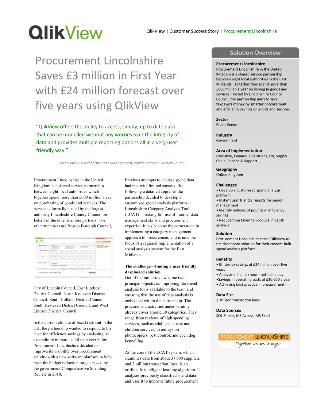 Procurement Lincolnshire Saves £3 Million in First Year with £24 Million