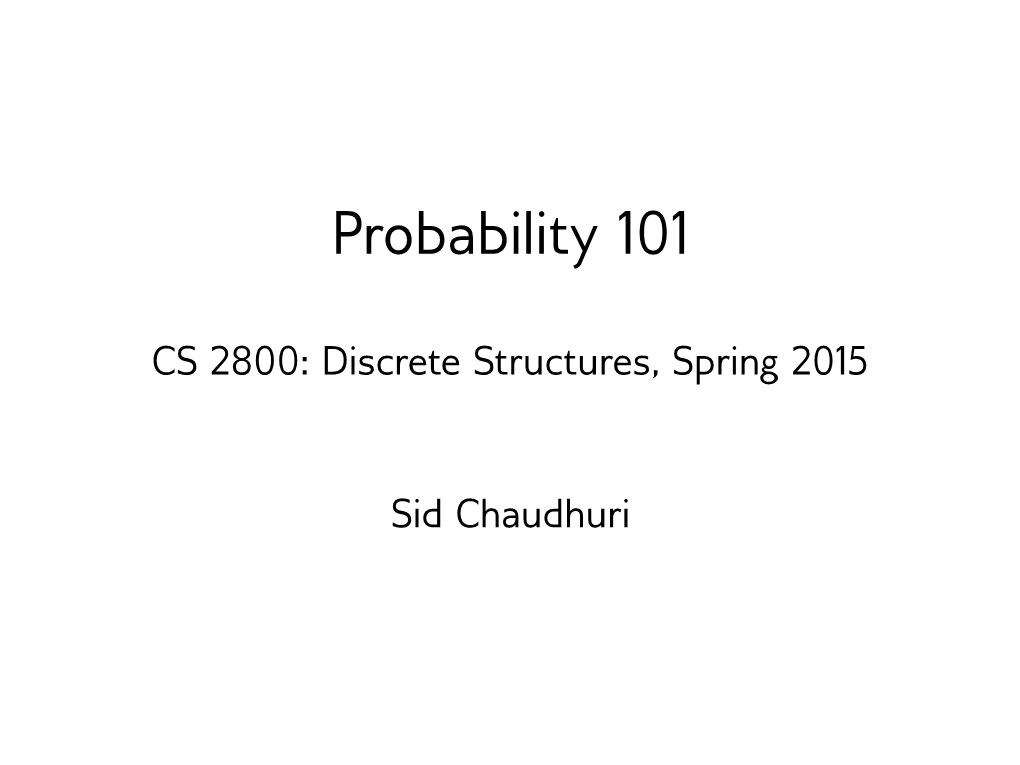 Probability 101