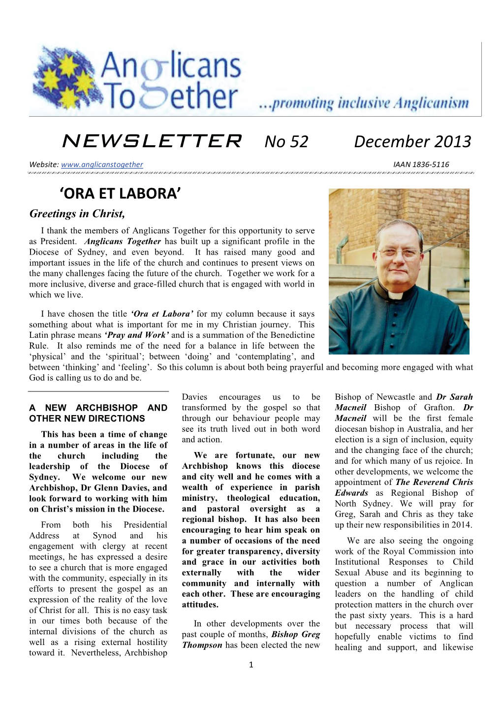 Newsletter No 52 December 2013