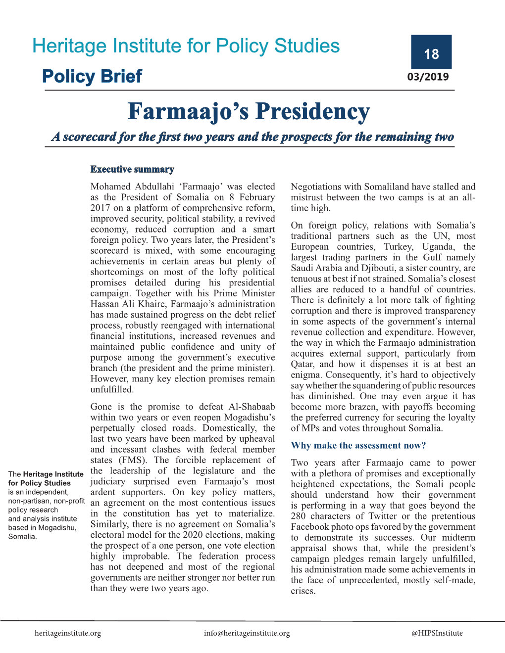 Farmaajo's Presidency