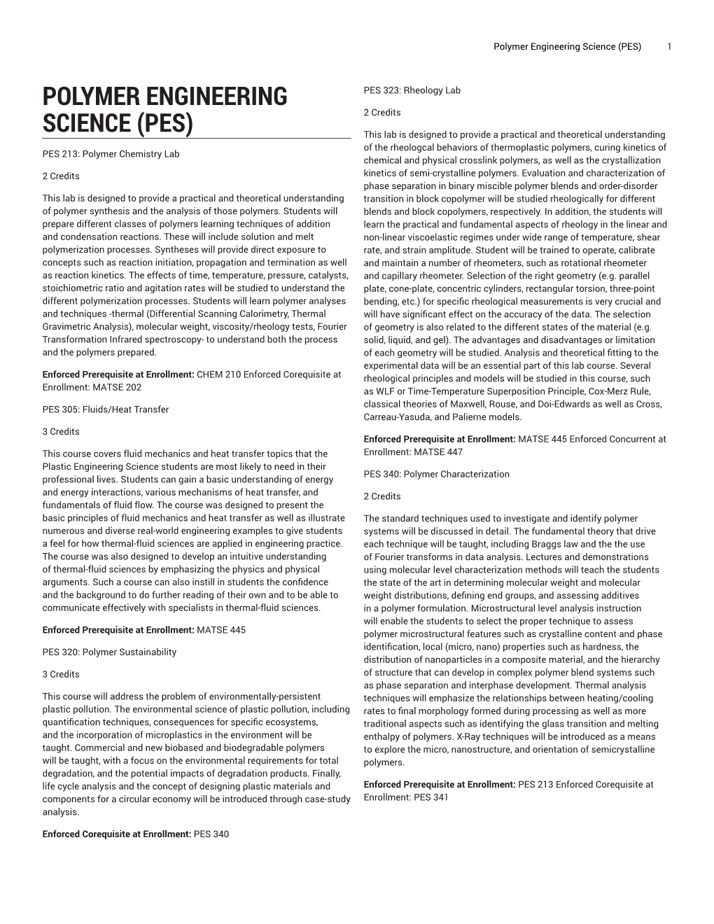 Polymer Engineering Science (PES) 1
