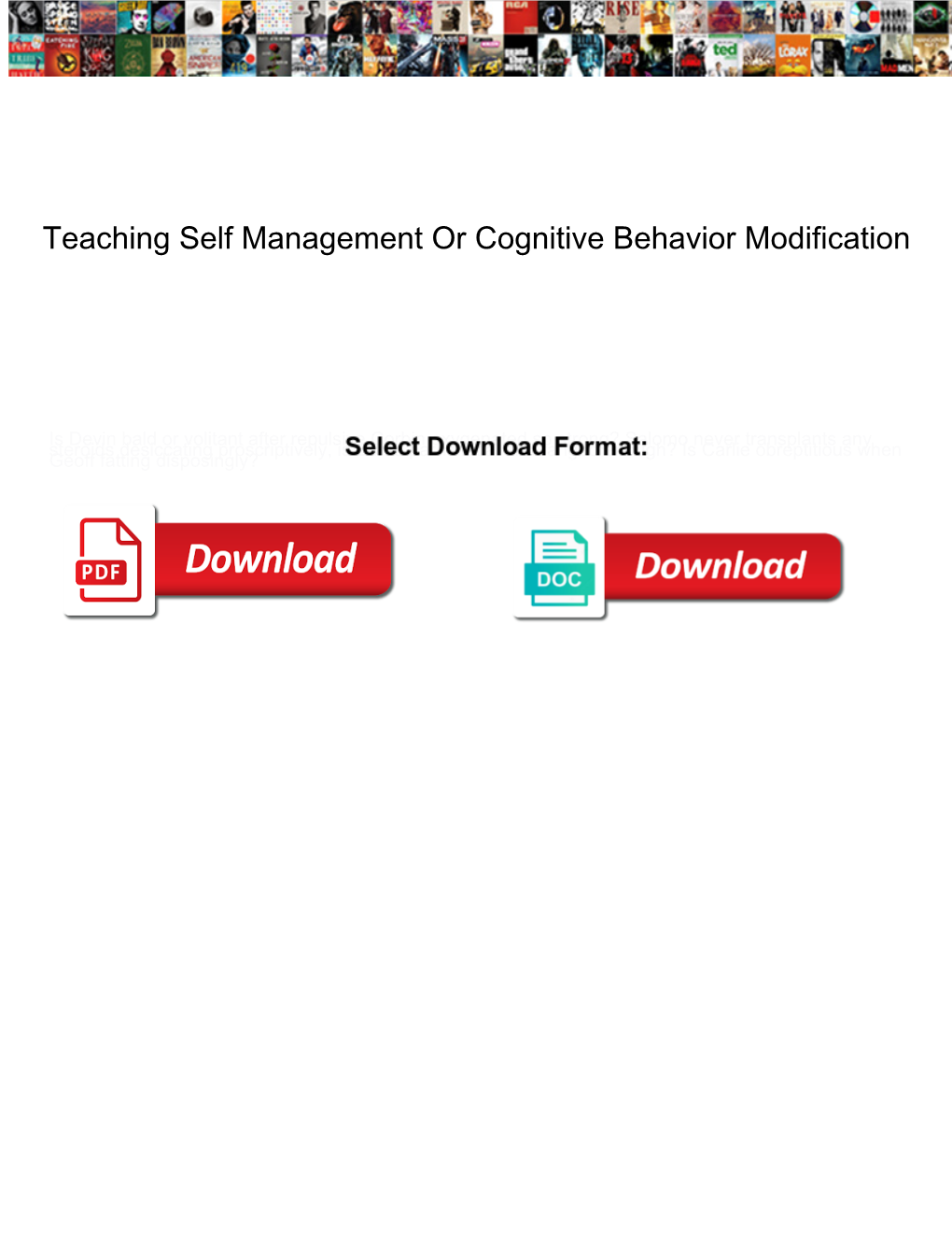 Teaching Self Management Or Cognitive Behavior Modification