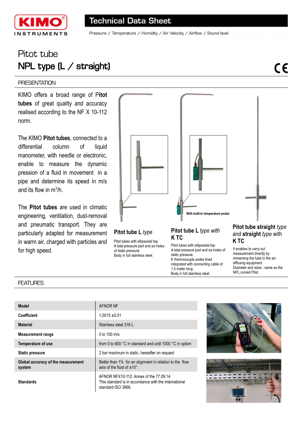 Pitot Tube NPL Type (L / Straight)