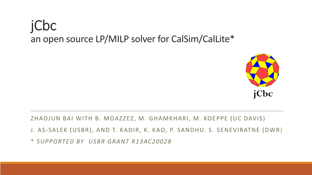 Jcbc: Calsim and Callite Solver