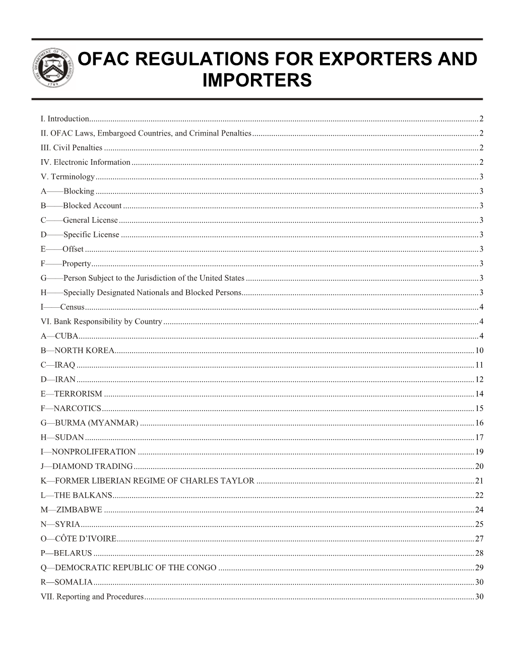 Ofac Regulations for Exporters and Importers