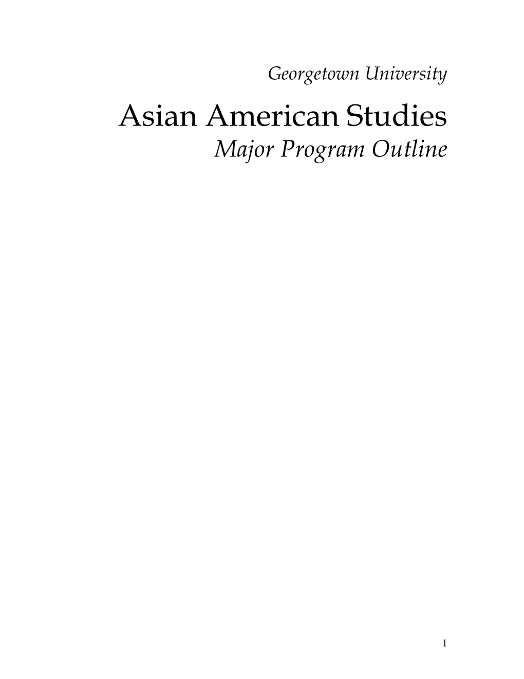Asian American Studies Major Program Outline