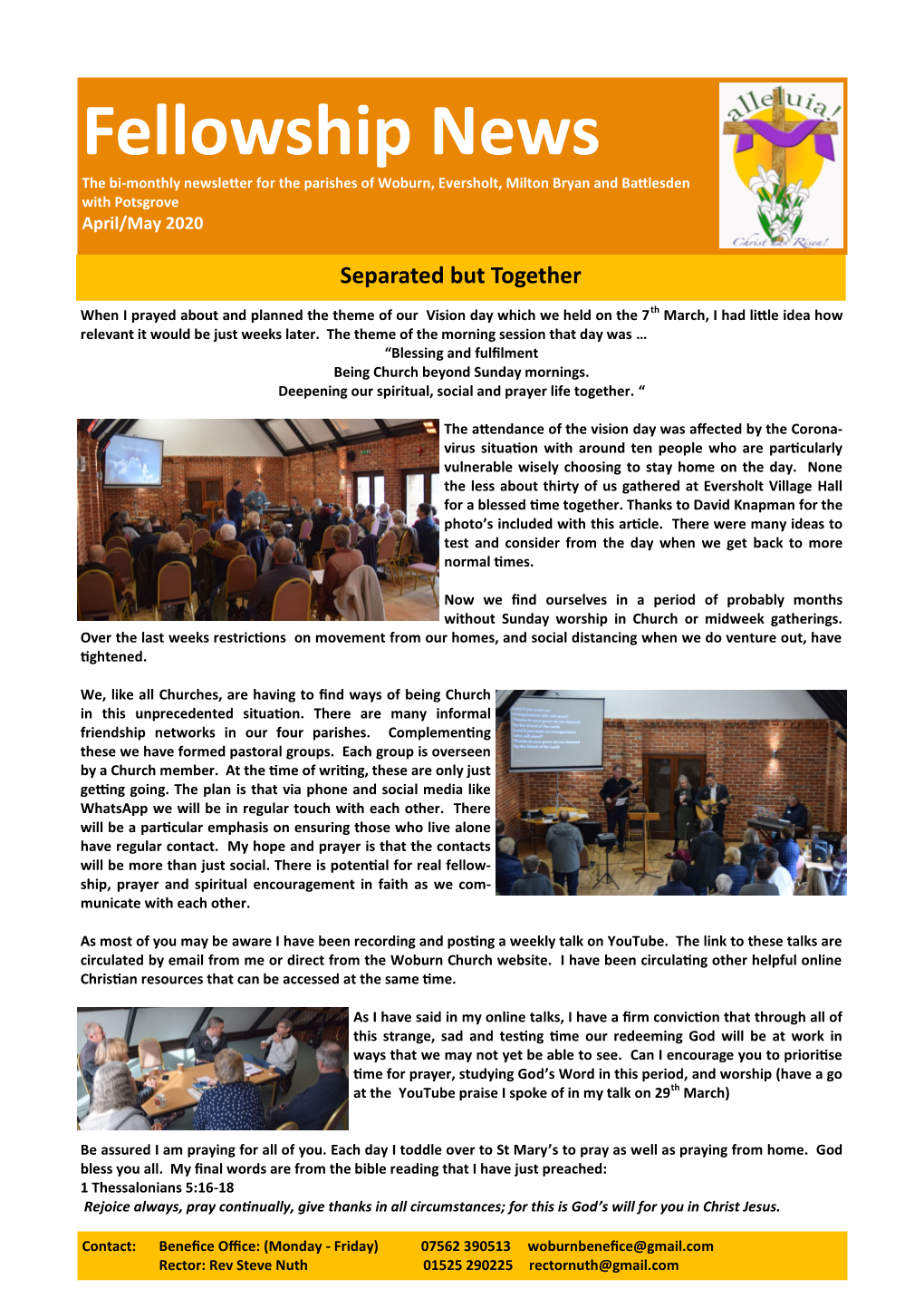 Fellowship News the Bi-Monthly Newsletter for the Parishes of Woburn, Eversholt, Milton Bryan and Battlesden with Potsgrove April/May 2020