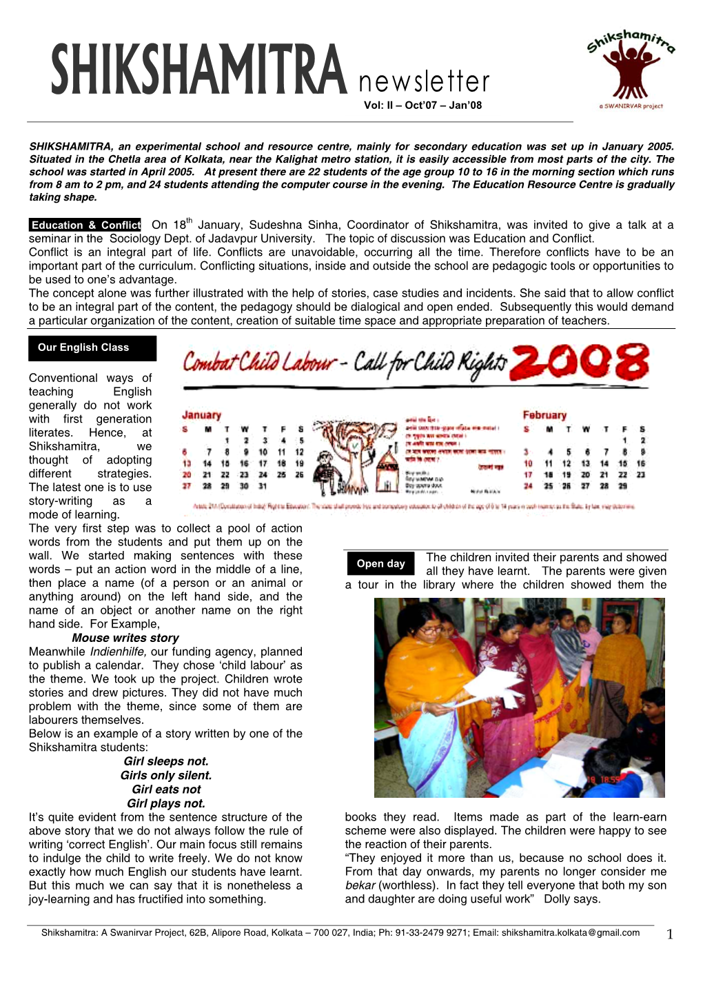 Education & Conflict on 18Th January, Sudeshna Sinha, Coordinator Of