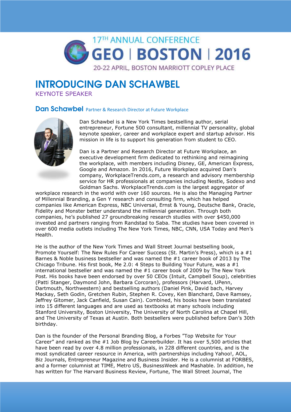 Introducing Dan Schawbel Keynote Speaker