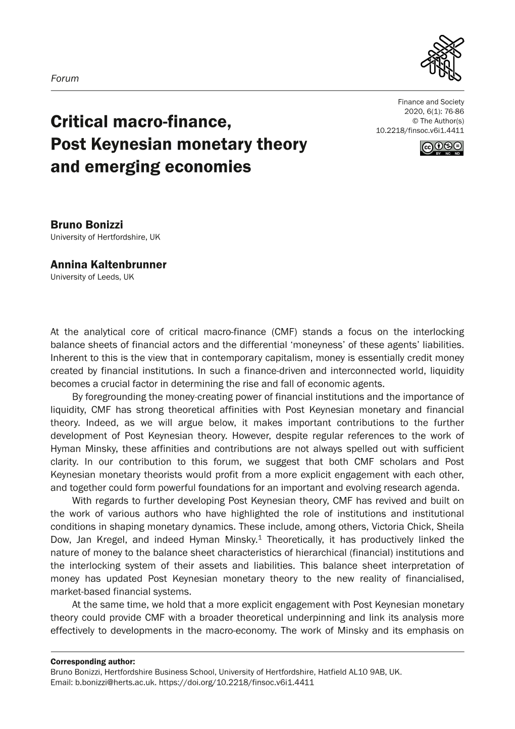 Critical Macro-Finance, Post Keynesian Monetary Theory And