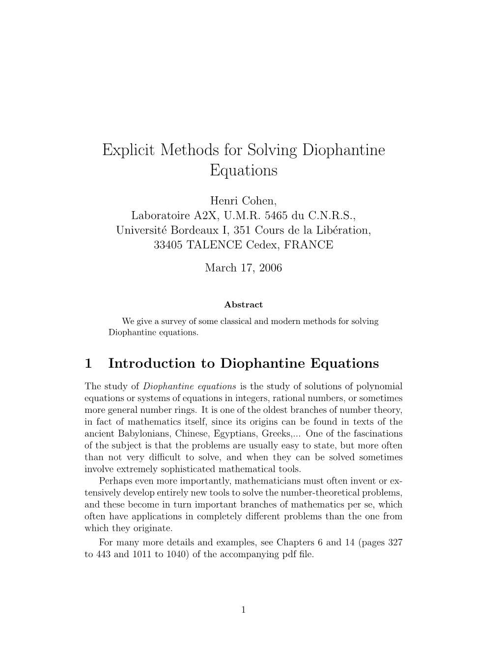 Explicit Methods for Solving Diophantine Equations