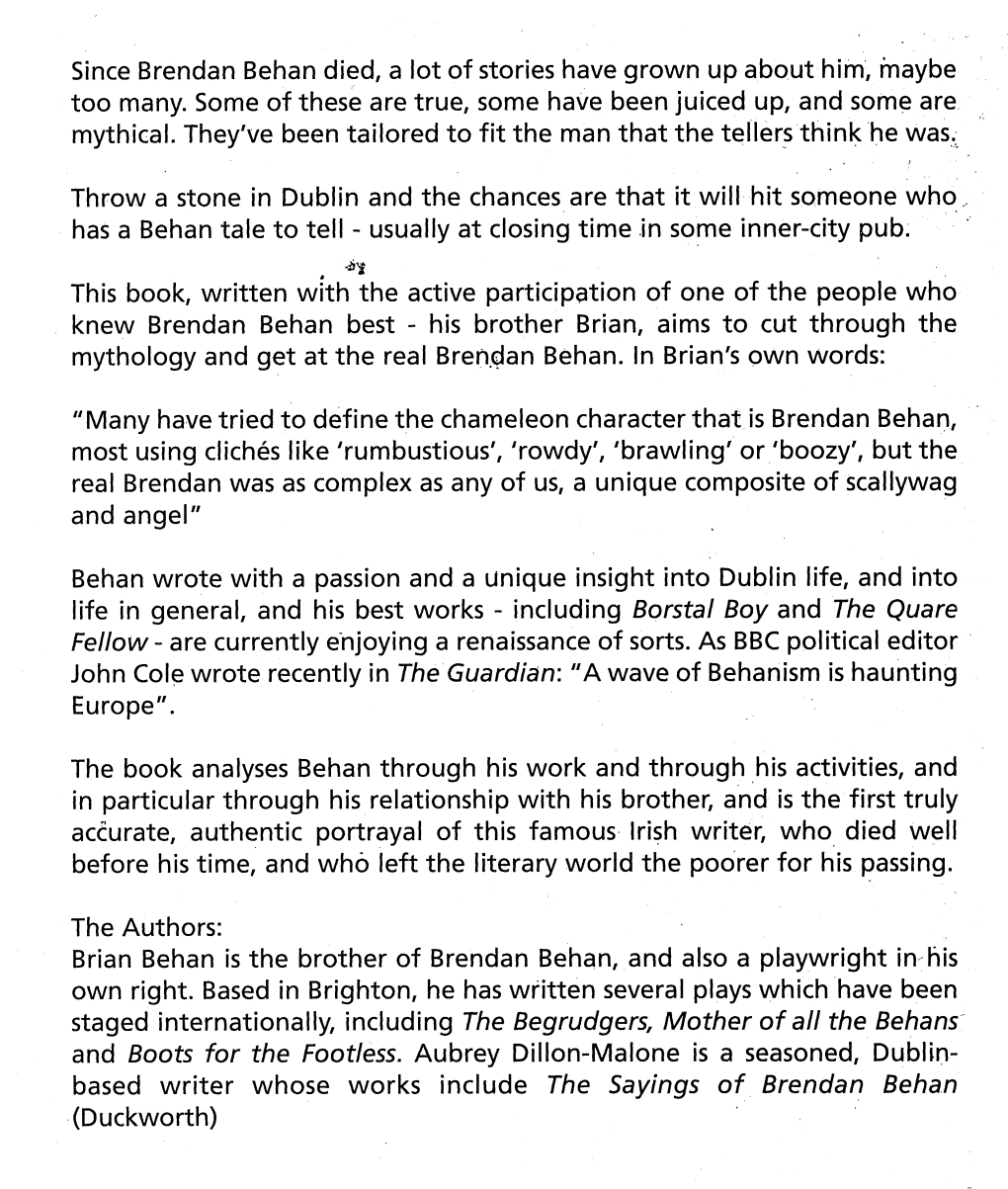 Since Brendan Behan Died, a Lot of Stories Have Grown up About Him, Maybe Too Many