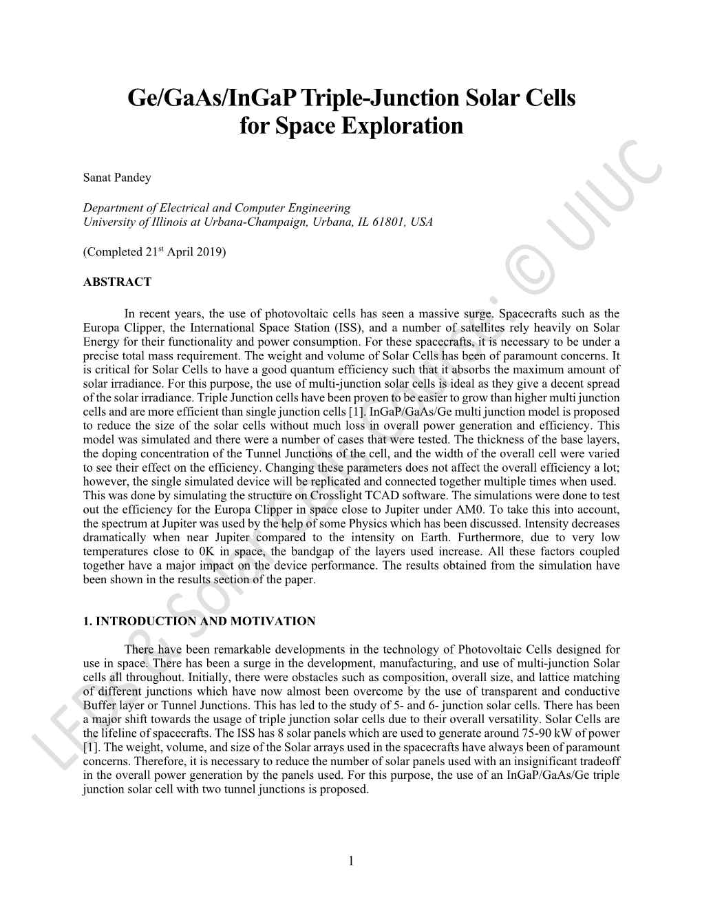 Ge/Gaas/Ingap Triple-Junction Solar Cells for Space Exploration