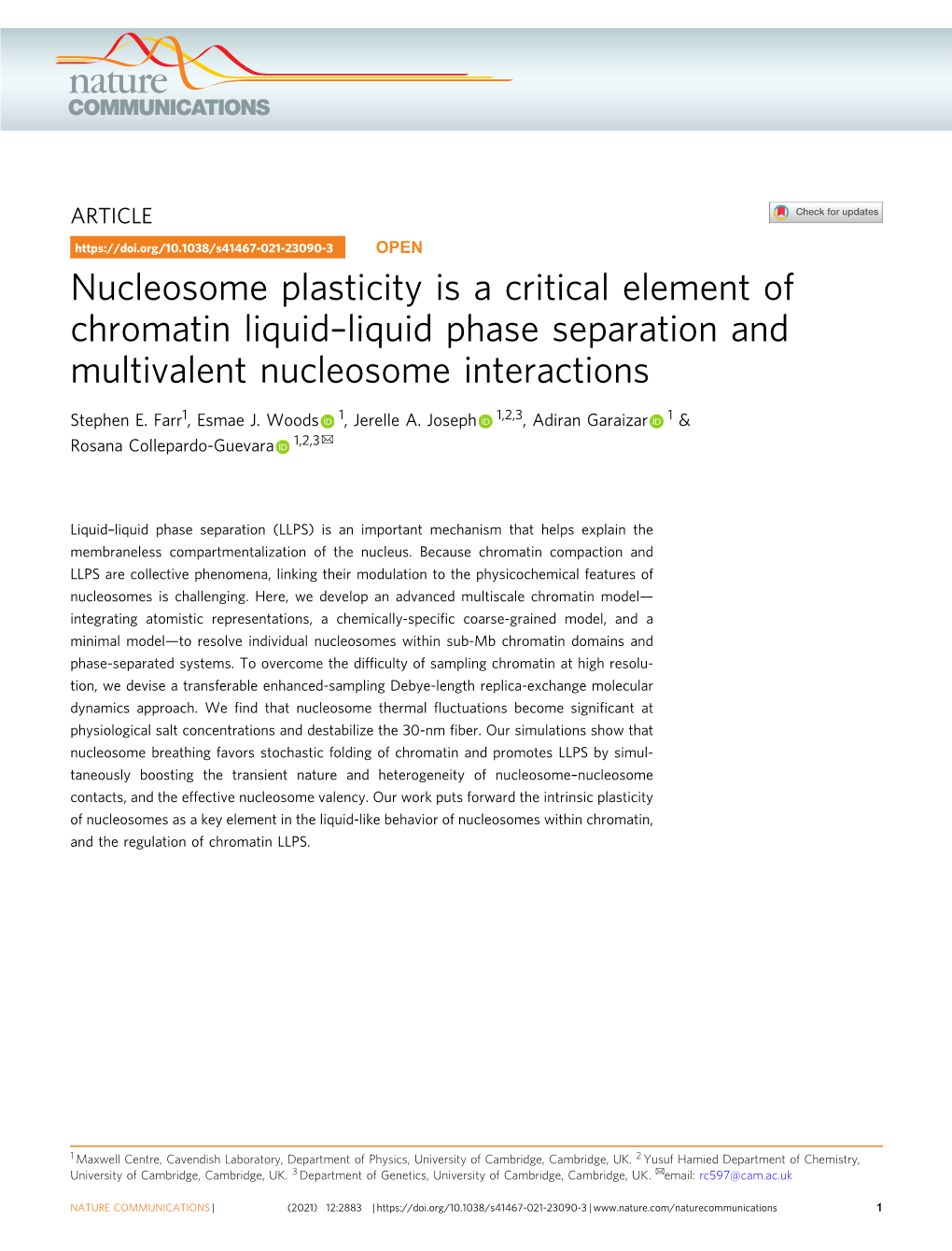 Nucleosome Plasticity Is a Critical Element of Chromatin Liquidâ