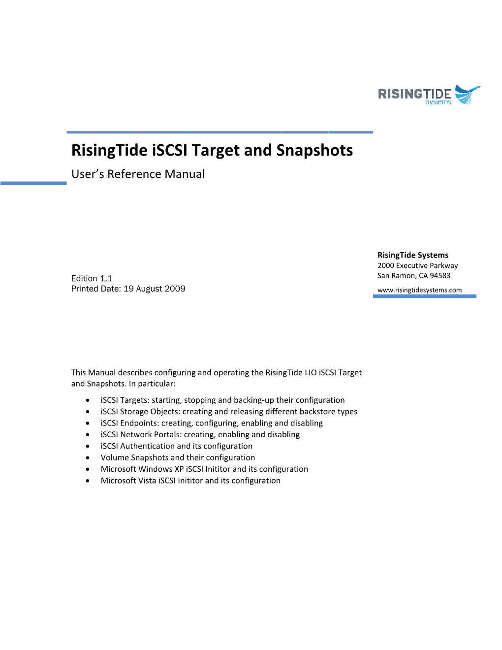 Risi Ingtide E Iscsi Target T and S Snapsh Hots