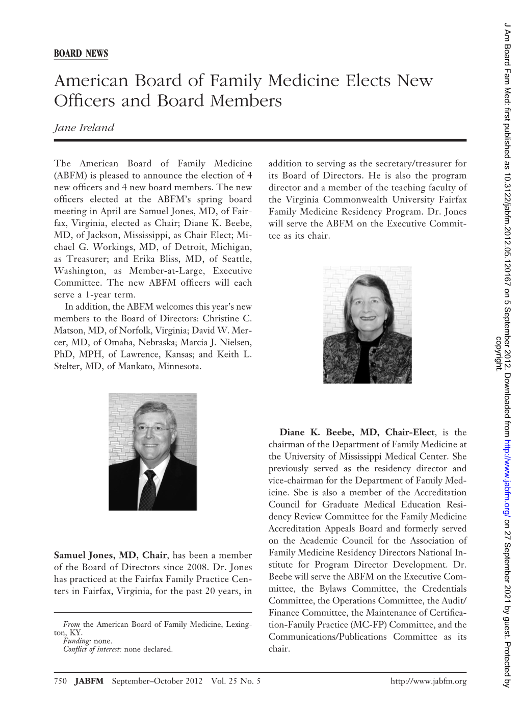 American Board of Family Medicine Elects New Officers and Board
