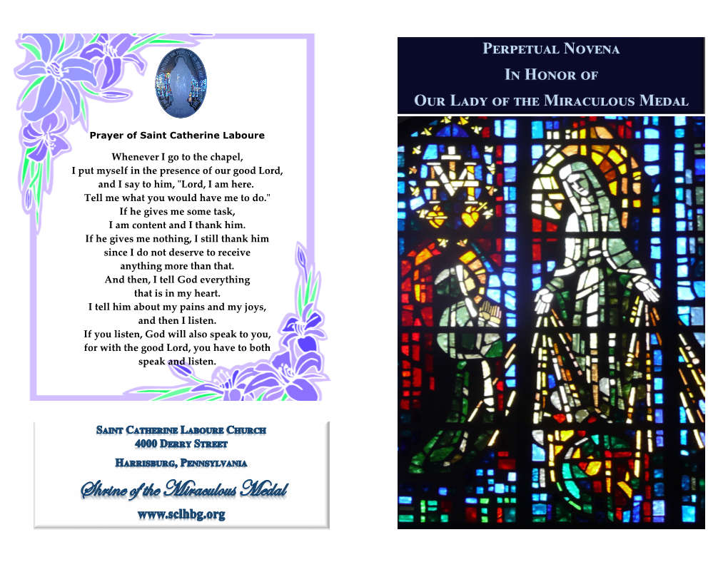 Perpetual Novena in Honor of Our Lady of the Miraculous Medal