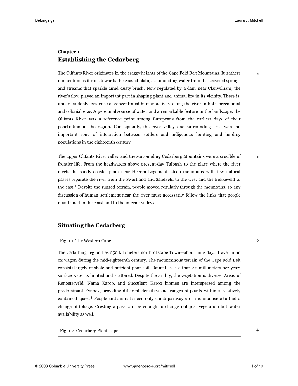 Chapter 1 Establishing the Cedarberg