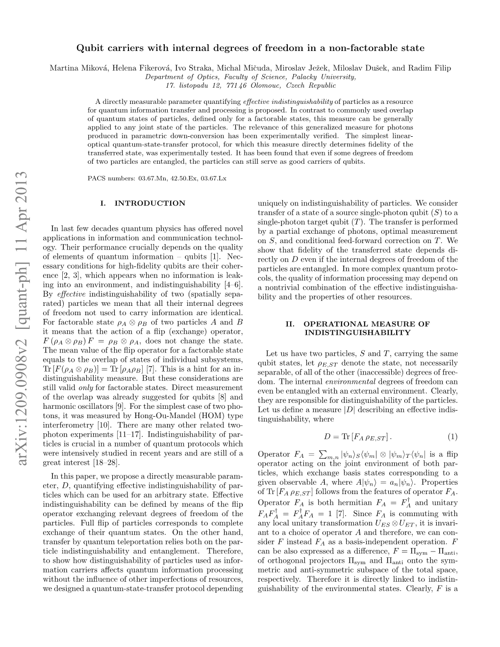 Qubit Carriers with Internal Degrees of Freedom in a Non-Factorable State