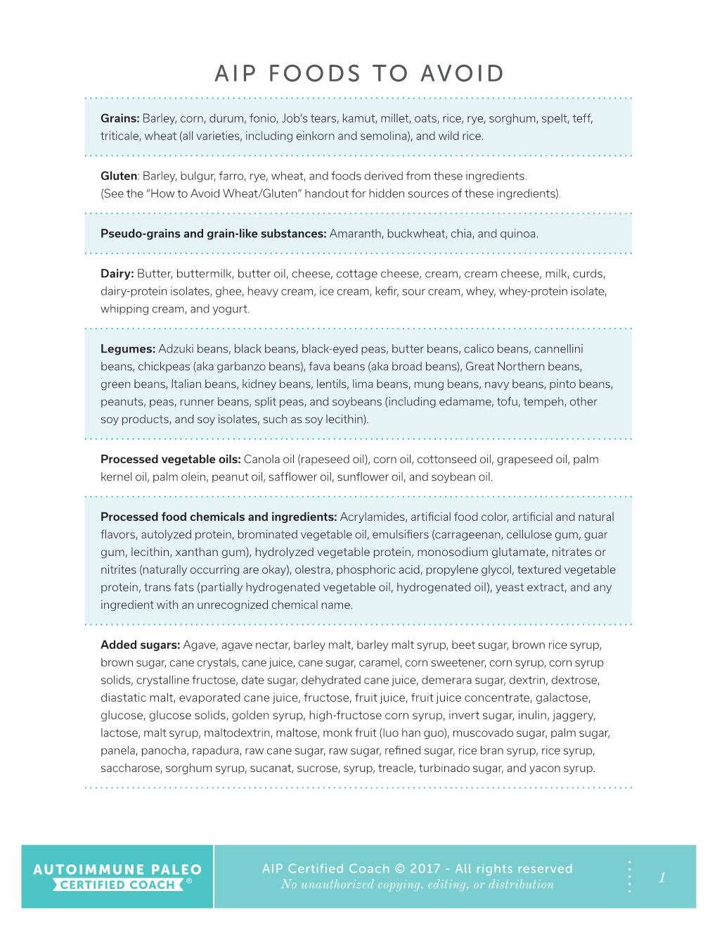 Aip Foods to Avoid