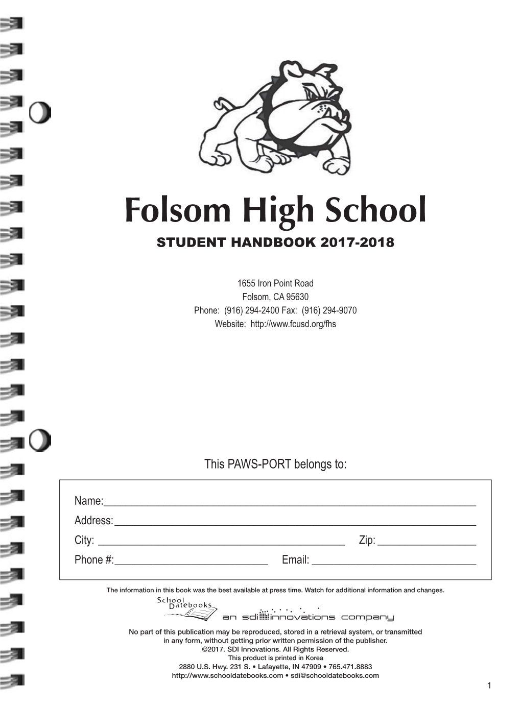 Folsom High School STUDENT HANDBOOK 2017-2018