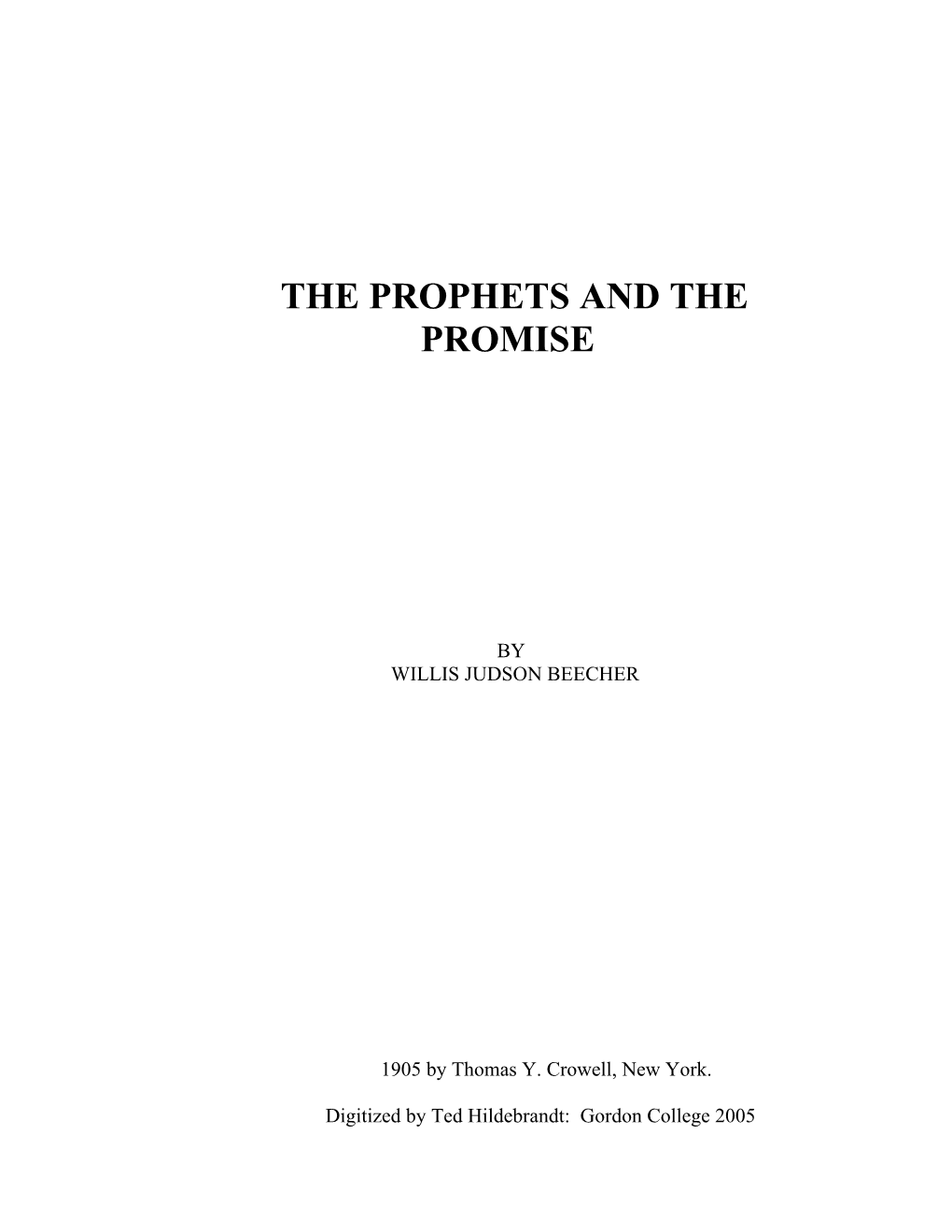 The Prophets and the Promise