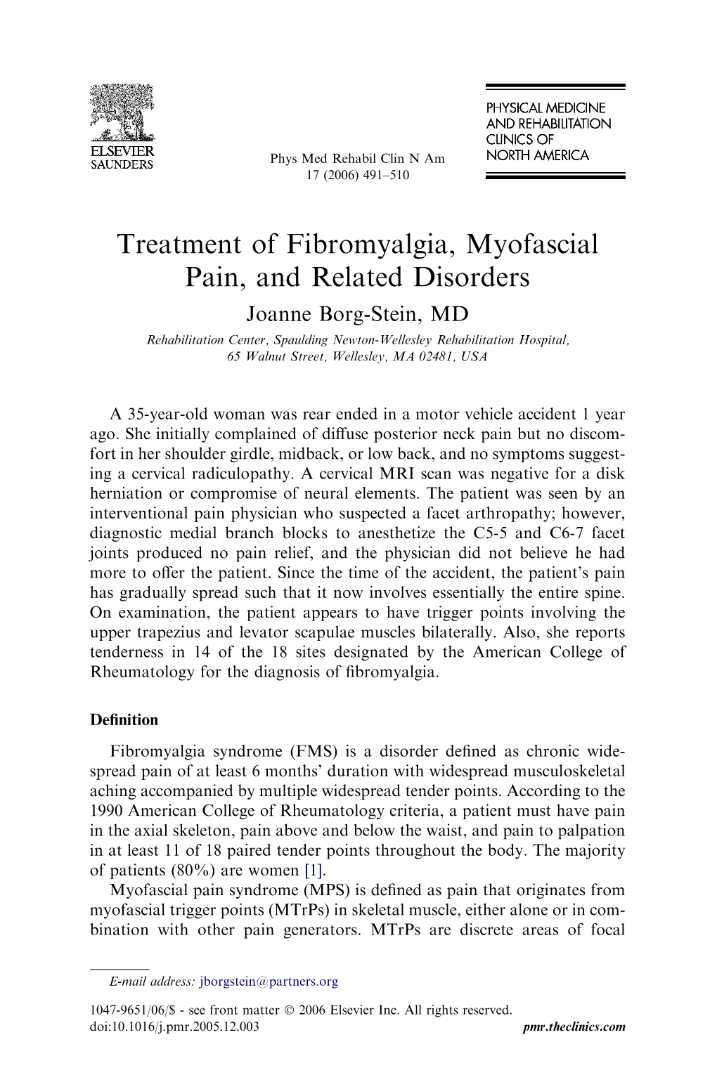 Treatment of Fibromyalgia, Myofascial Pain, and Related Disorders