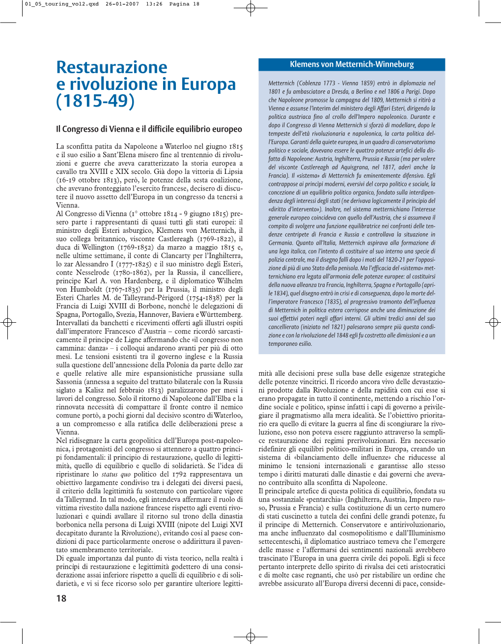 Restaurazione E Rivoluzione in Europa (1815-49)